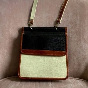 Dark‎ brown, tan And cream leather shoulder bag
